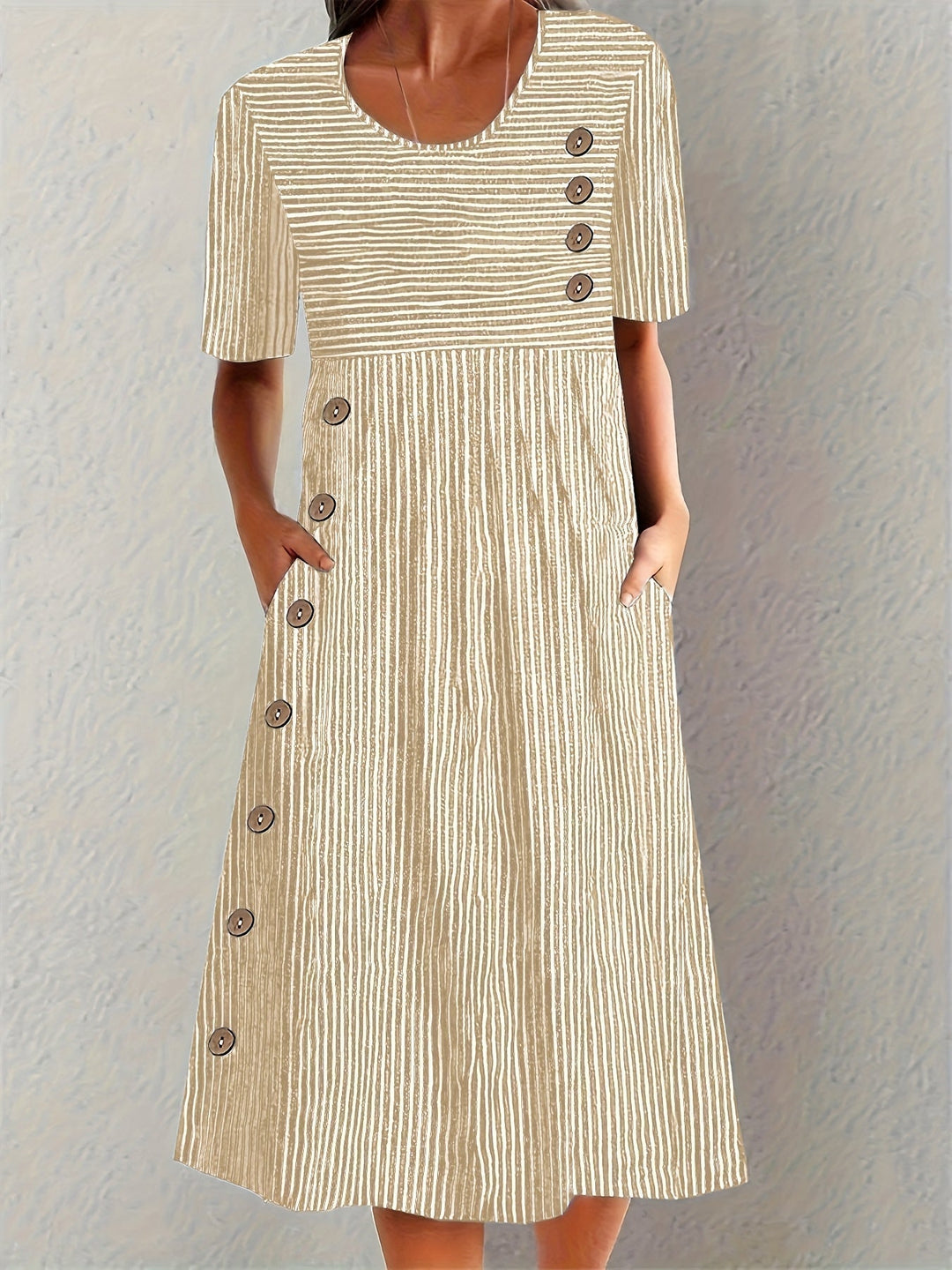Fiona – Striped Summer Midi Dress