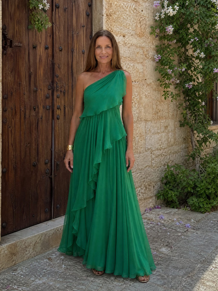 Elise – One-Shoulder Chiffon Maxi Dress