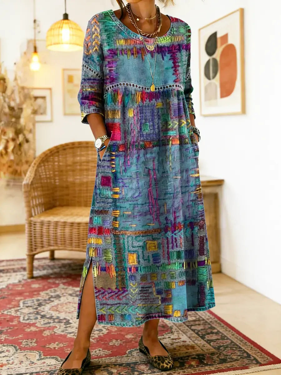 Janice – Relaxed Patchwork Denim Dress
