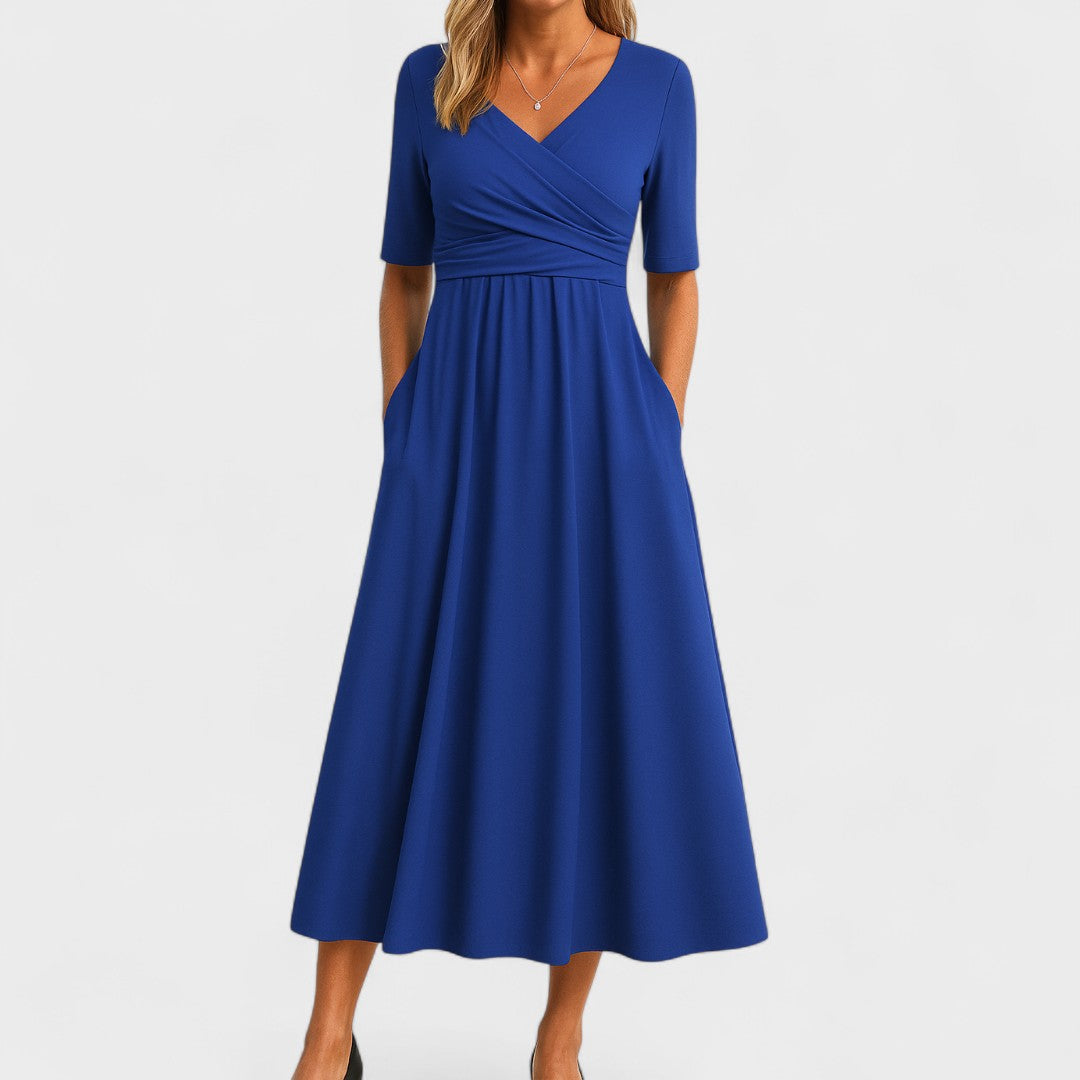 Pamela – Wrap-Style Pocket Midi Dress