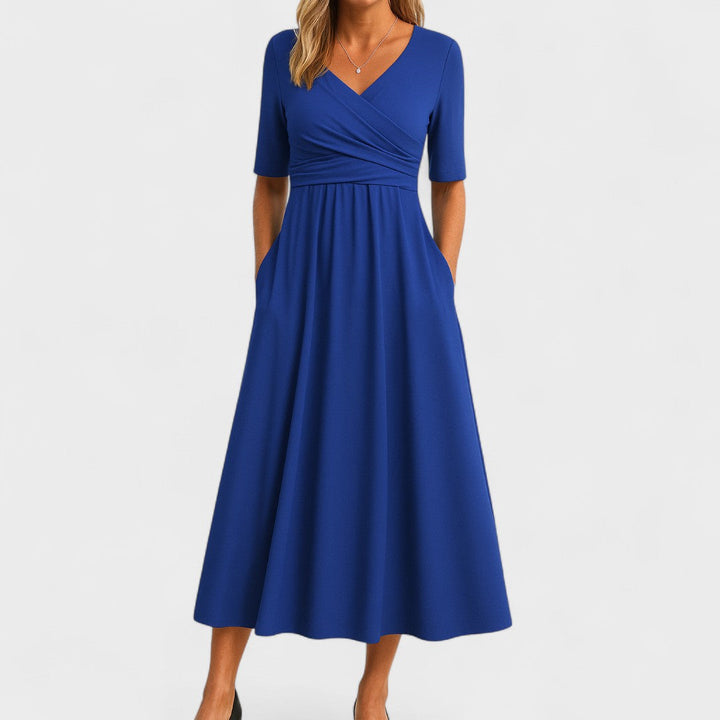 Pamela – Wrap-Style Pocket Midi Dress