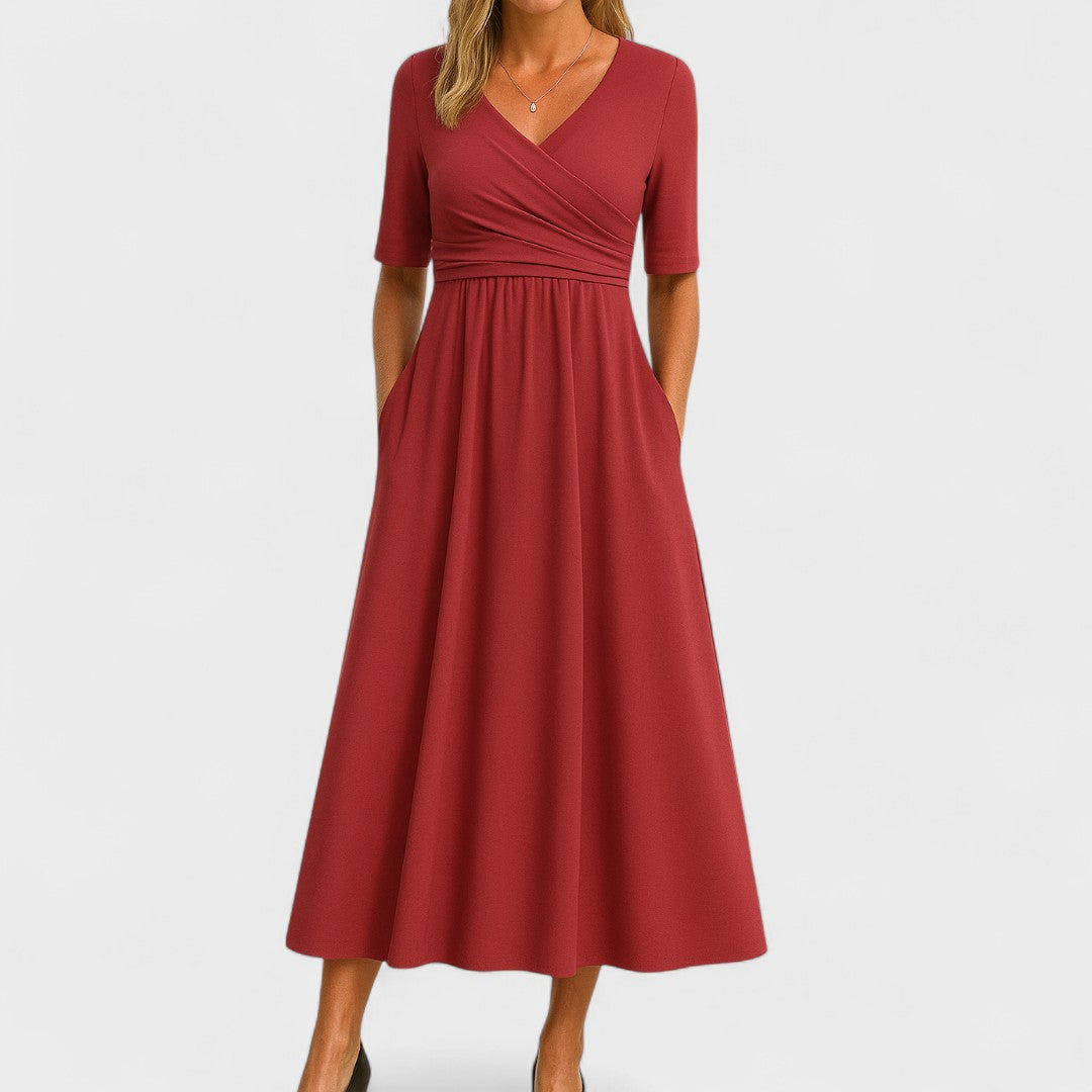Pamela – Wrap-Style Pocket Midi Dress