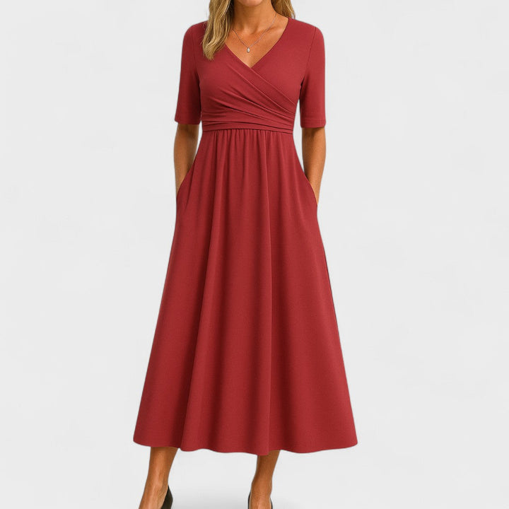 Pamela – Wrap-Style Pocket Midi Dress