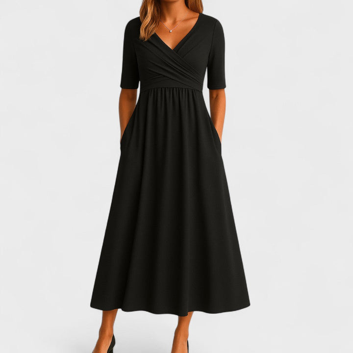 Pamela – Wrap-Style Pocket Midi Dress