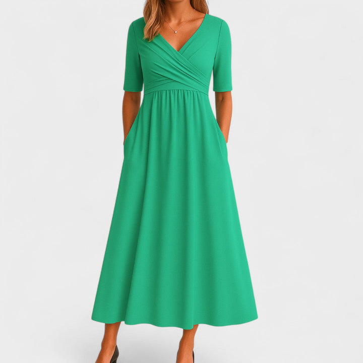 Pamela – Wrap-Style Pocket Midi Dress