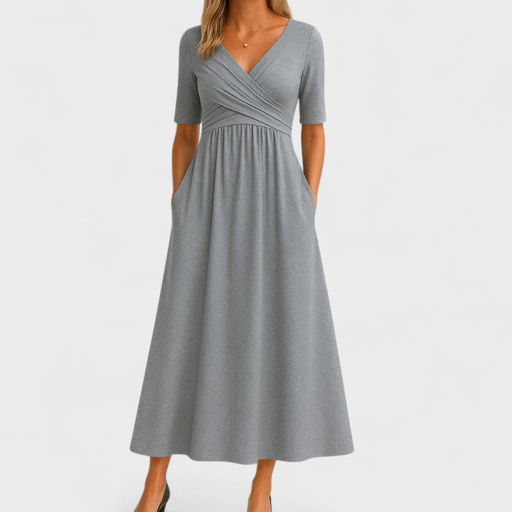 Pamela – Wrap-Style Pocket Midi Dress