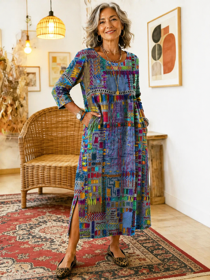 Janice – Relaxed Patchwork Denim Dress