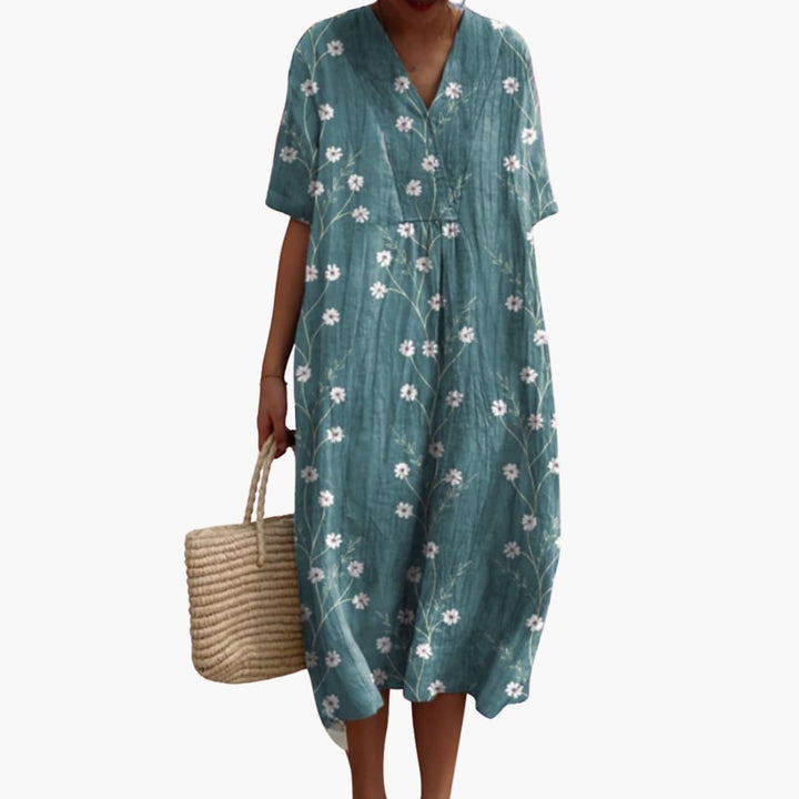 Monica – Relaxed Floral Crinkle-Cotton Midi Dress