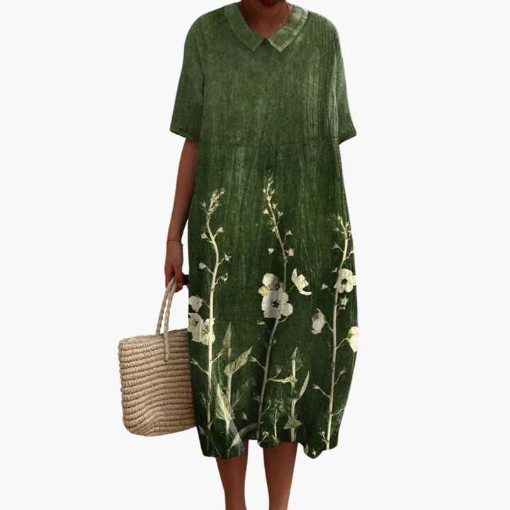 Monica – Relaxed Floral Crinkle-Cotton Midi Dress