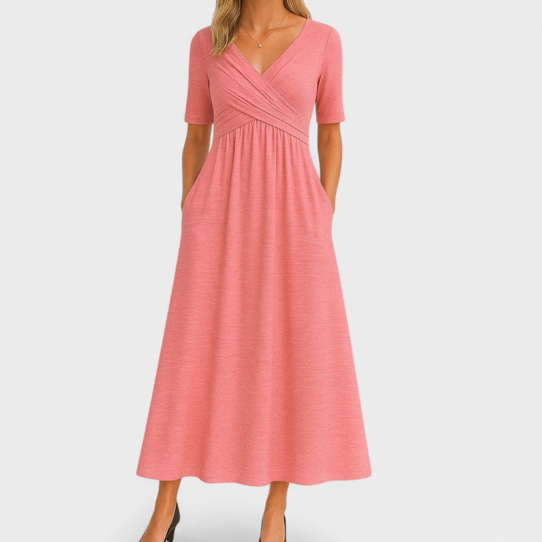 Pamela – Wrap-Style Pocket Midi Dress