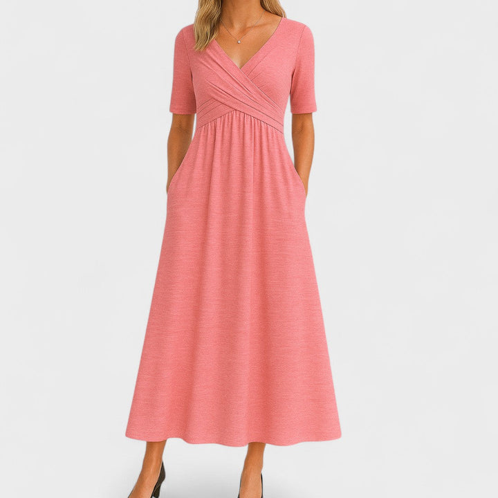 Pamela – Wrap-Style Pocket Midi Dress
