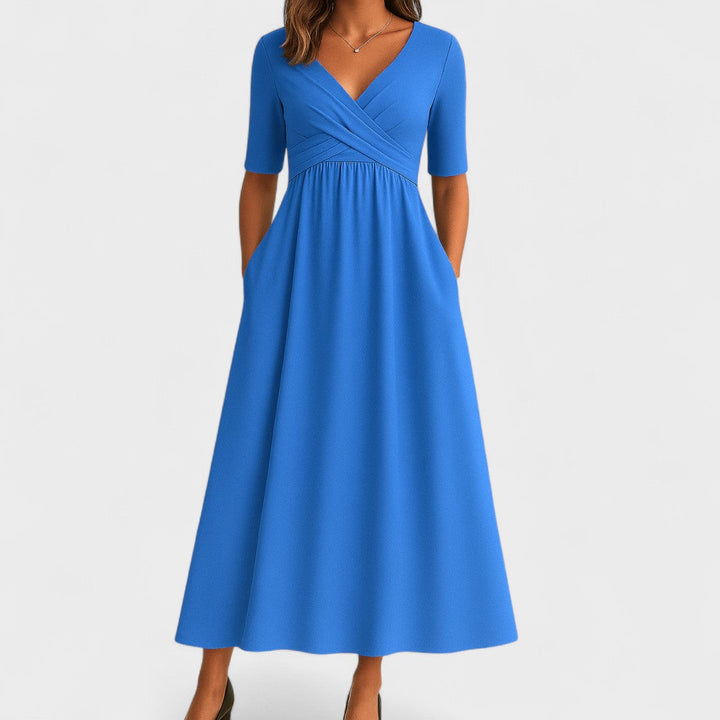 Pamela – Wrap-Style Pocket Midi Dress