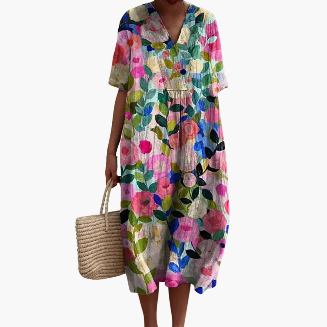 Monica – Relaxed Floral Crinkle-Cotton Midi Dress