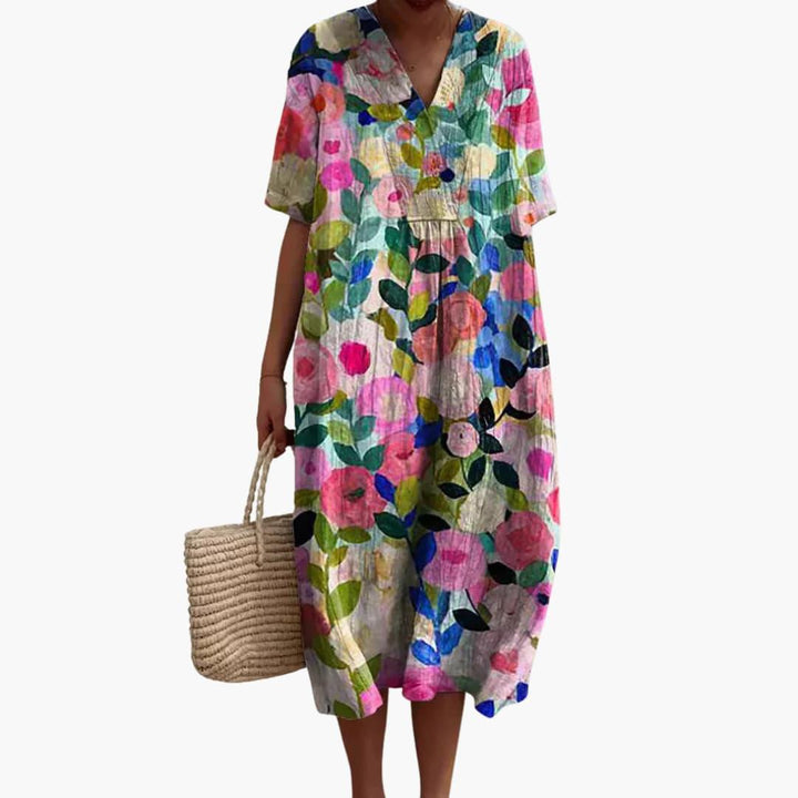 Monica – Relaxed Floral Crinkle-Cotton Midi Dress