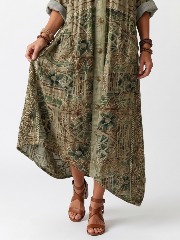 Darlene – Button-Front Oversized Pocket Midi Dress