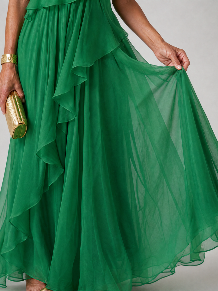 Elise – One-Shoulder Chiffon Maxi Dress