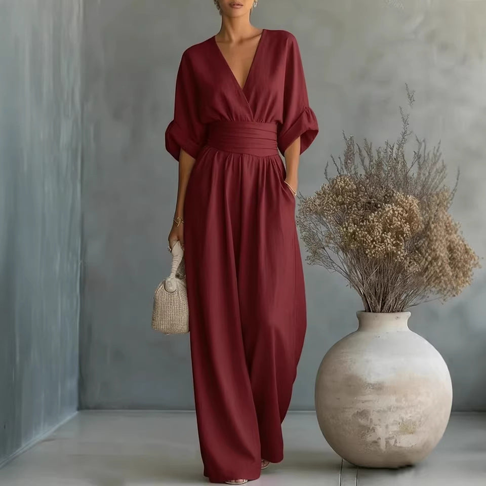 Jennifer – Cinched-Waist Wide-Leg Jumpsuit