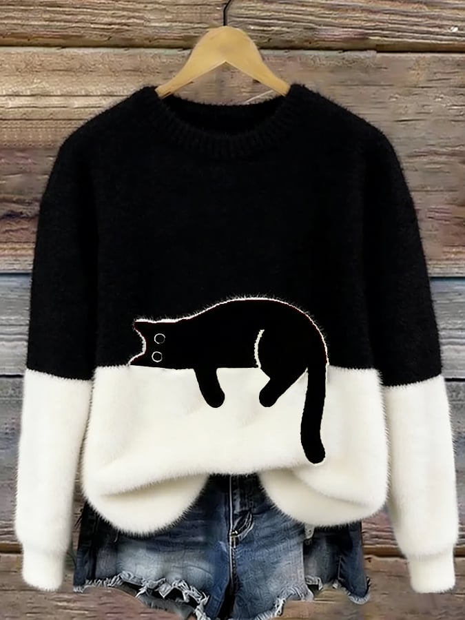 Julie – Soft Cotton-Blend Cat Jumper