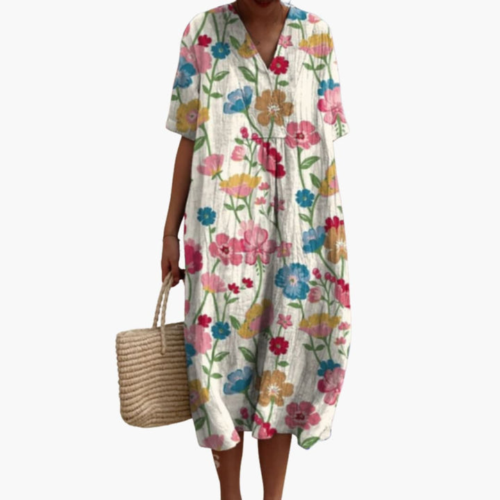 Monica – Relaxed Floral Crinkle-Cotton Midi Dress
