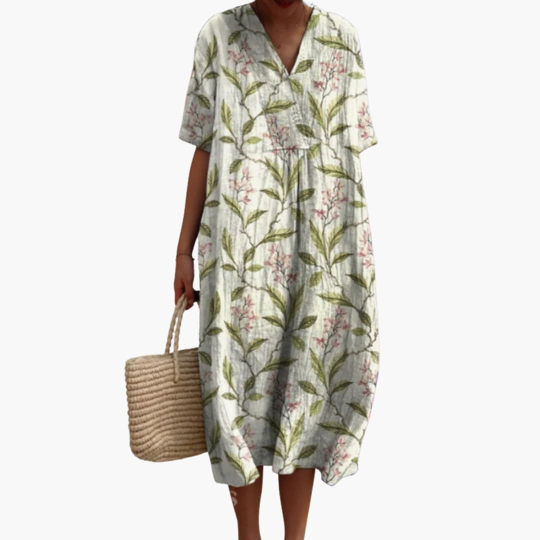 Monica – Relaxed Floral Crinkle-Cotton Midi Dress