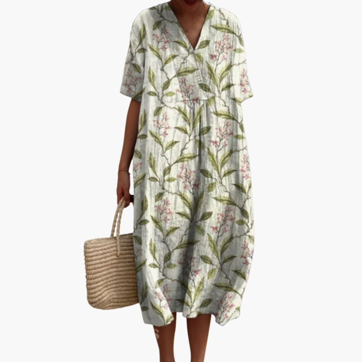 Monica – Relaxed Floral Crinkle-Cotton Midi Dress