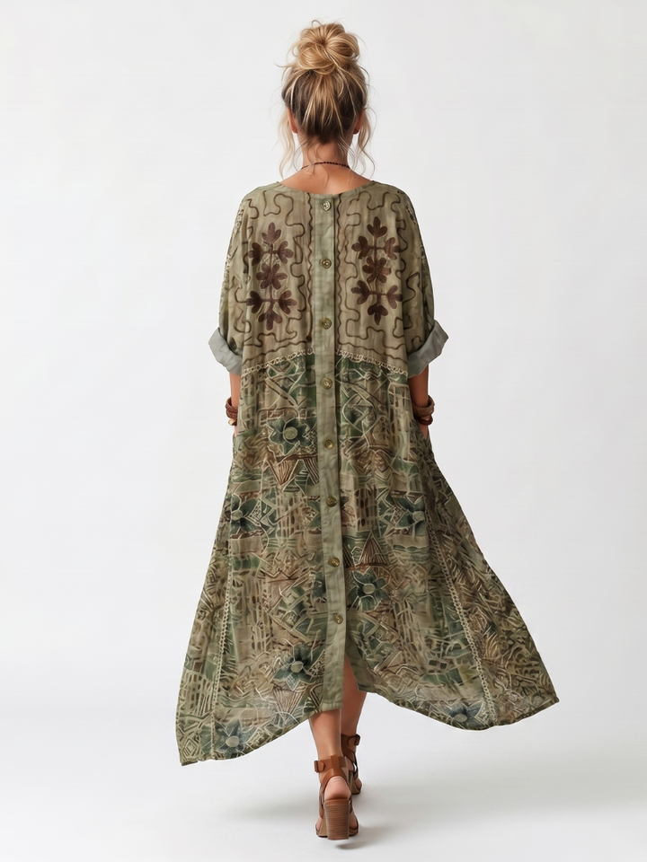 Darlene – Button-Front Oversized Pocket Midi Dress