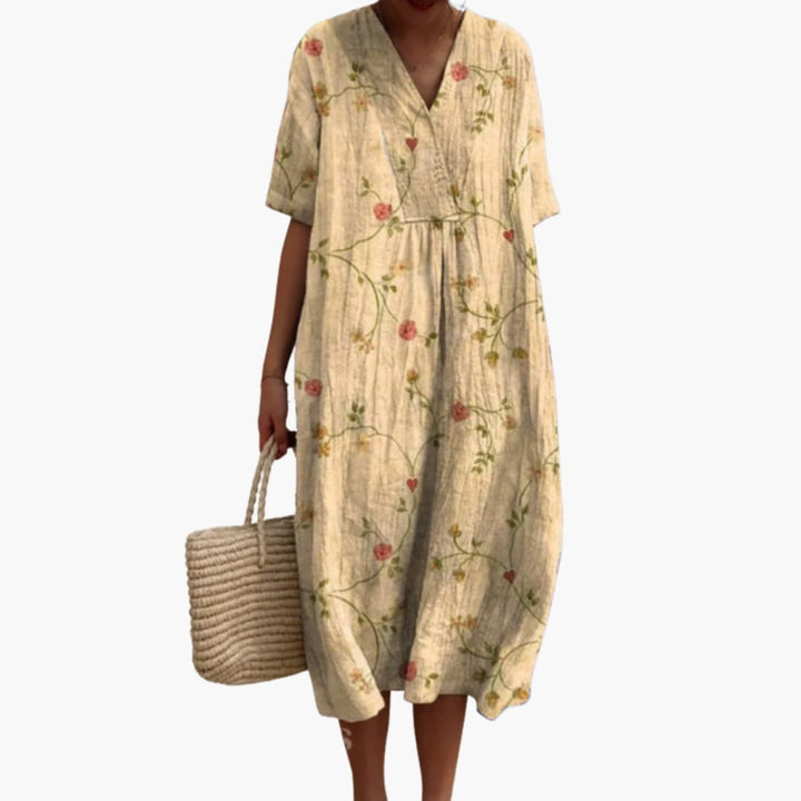 Monica – Relaxed Floral Crinkle-Cotton Midi Dress