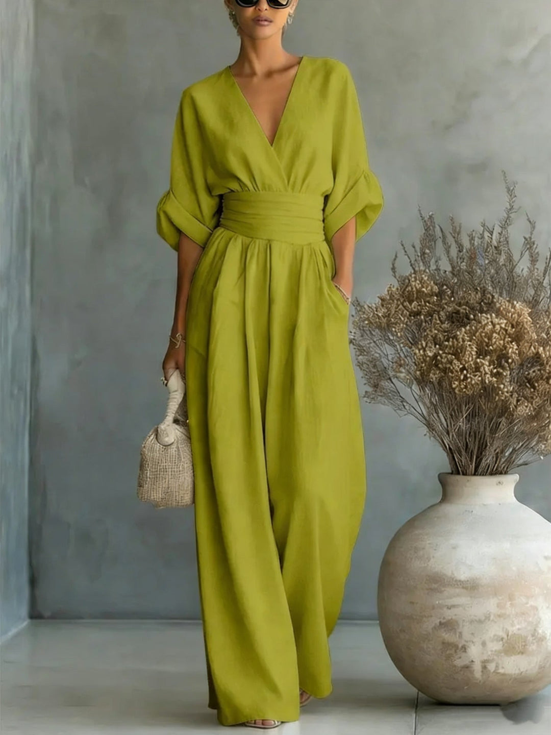 Jennifer – Cinched-Waist Wide-Leg Jumpsuit
