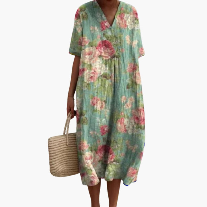 Monica – Relaxed Floral Crinkle-Cotton Midi Dress