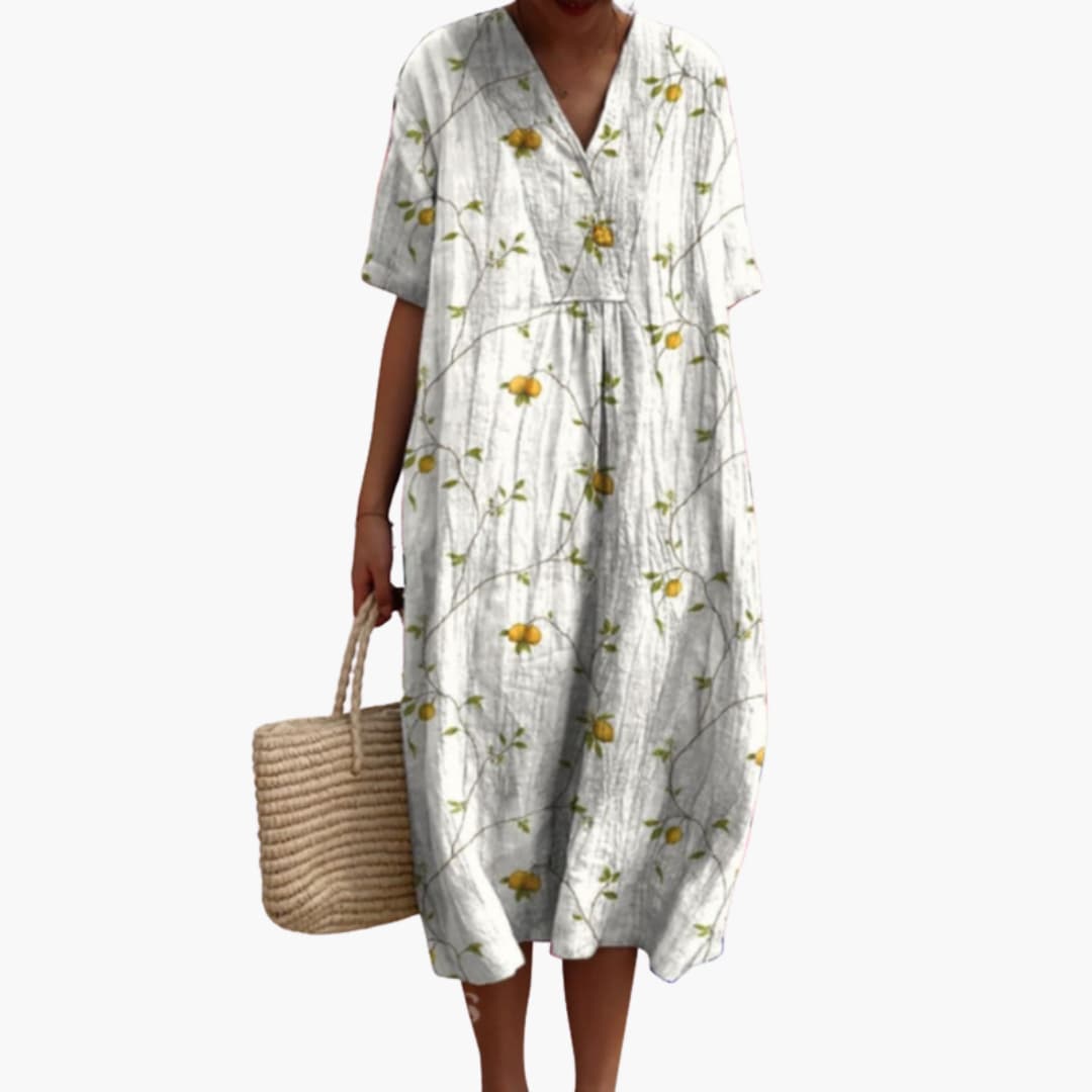Monica – Relaxed Floral Crinkle-Cotton Midi Dress
