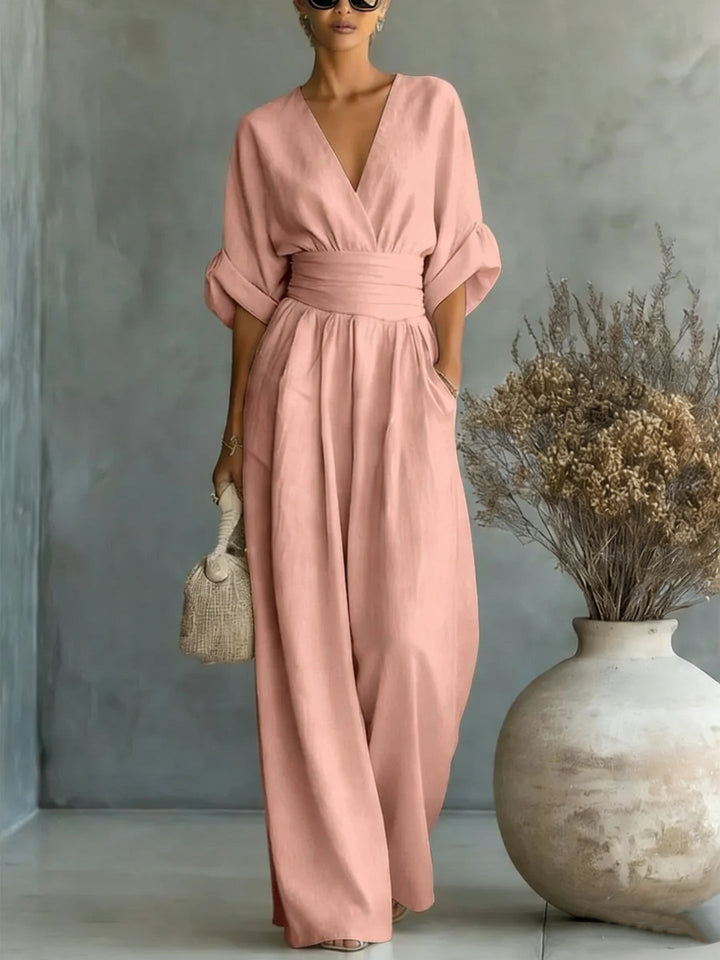 Jennifer – Cinched-Waist Wide-Leg Jumpsuit