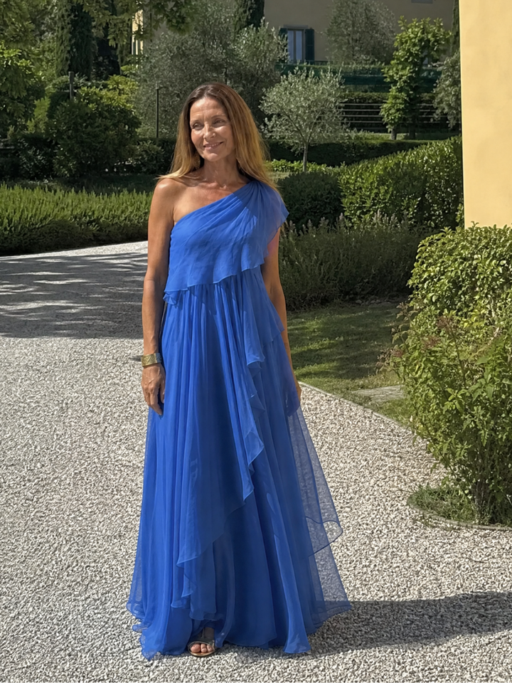 Elise – One-Shoulder Chiffon Maxi Dress
