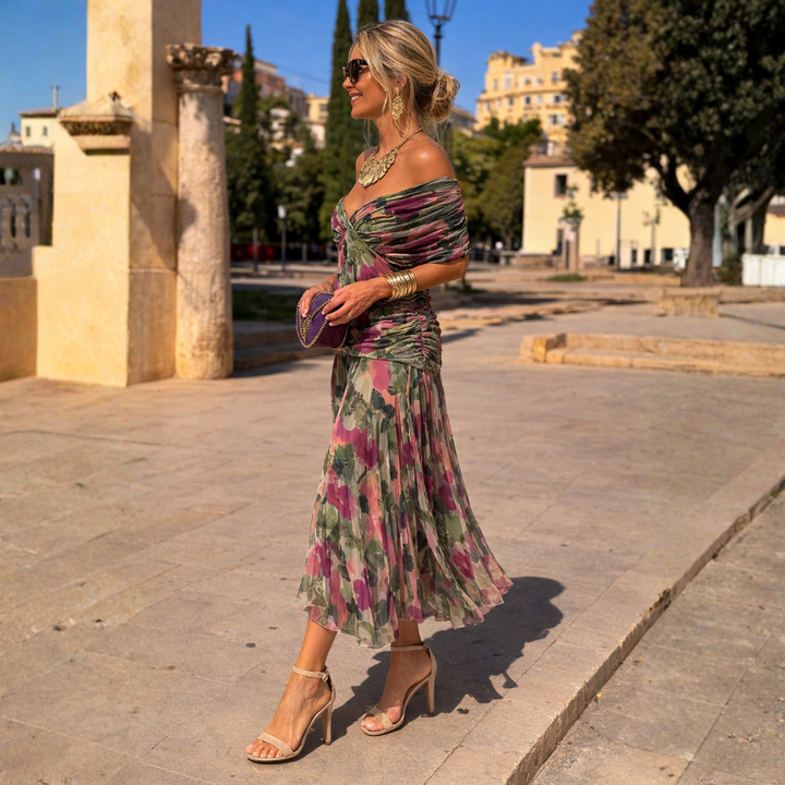 Vanessa – Tummy-Flattering Off-Shoulder Maxi Dress