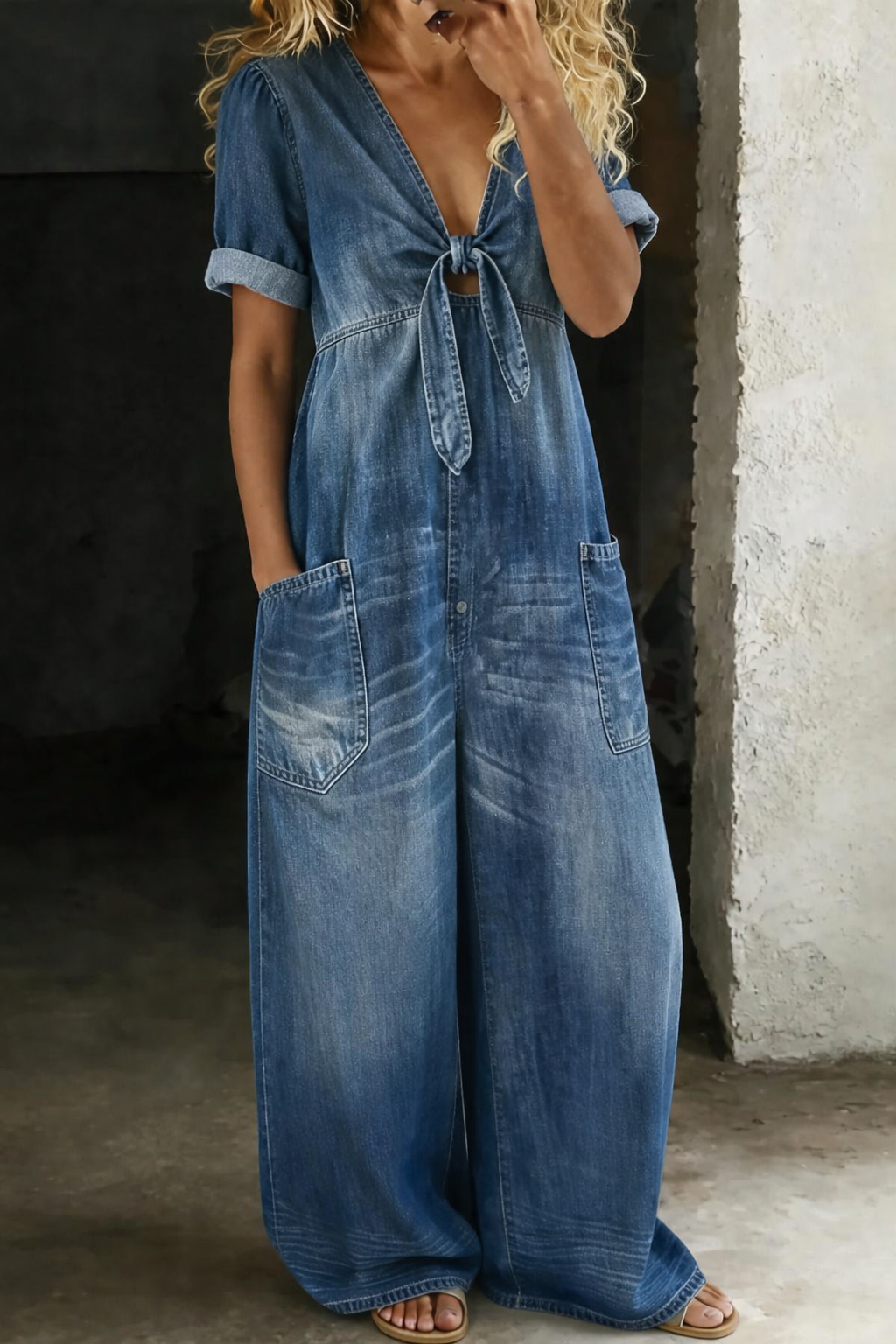 Louise – Relaxed Denim Pocket Jumpsuit