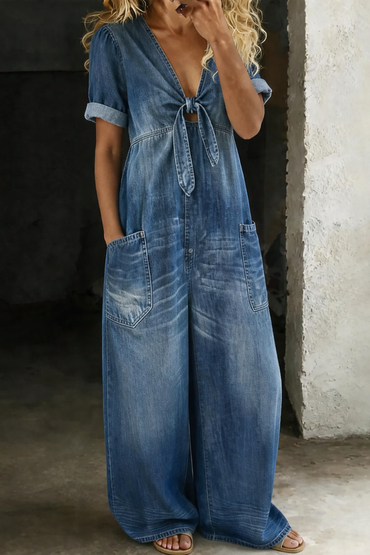 Louise – Relaxed Denim Pocket Jumpsuit