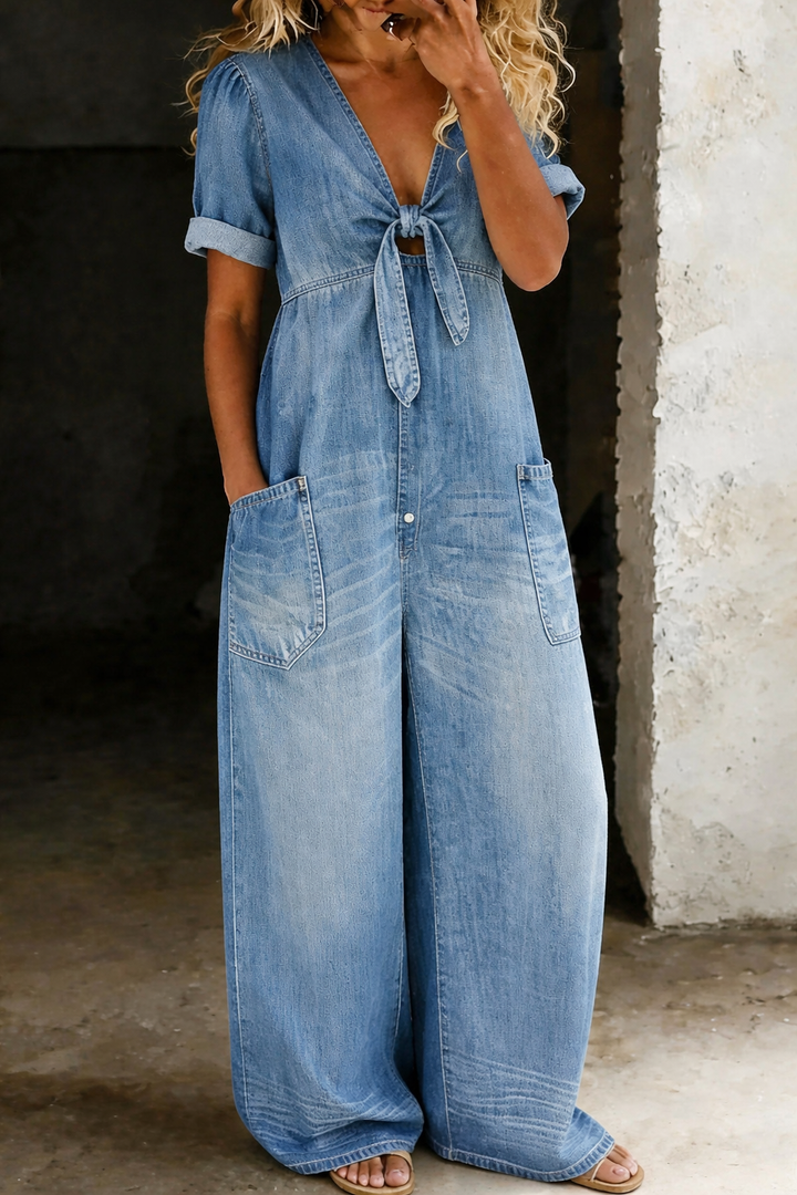 Louise – Relaxed Denim Pocket Jumpsuit