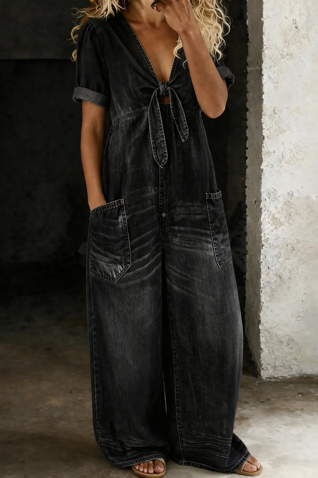 Louise – Relaxed Denim Pocket Jumpsuit