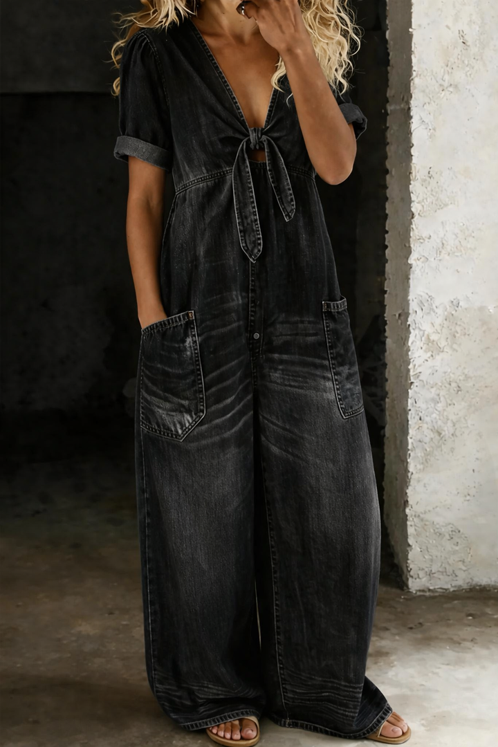 Louise – Relaxed Denim Pocket Jumpsuit