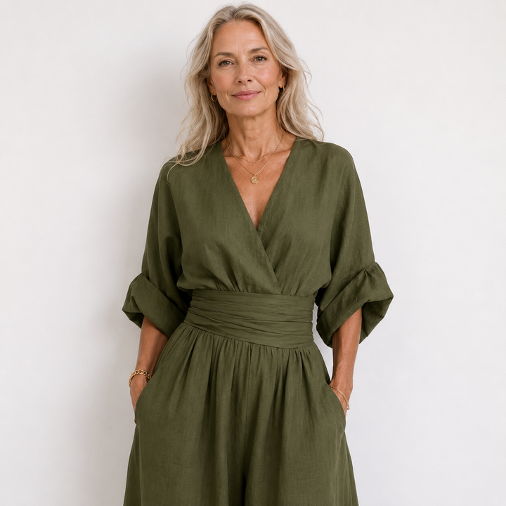 Jennifer – Cinched-Waist Wide-Leg Jumpsuit