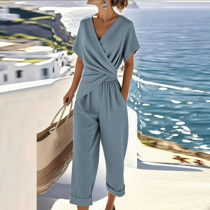 Karen – Breathable Wrap-Top Cropped Pants Set