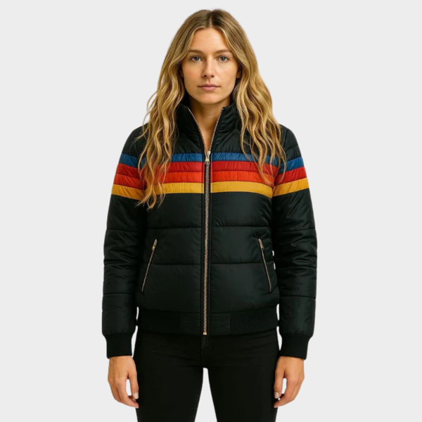 Donna – Retro Stripe Hooded Puffer Jacket