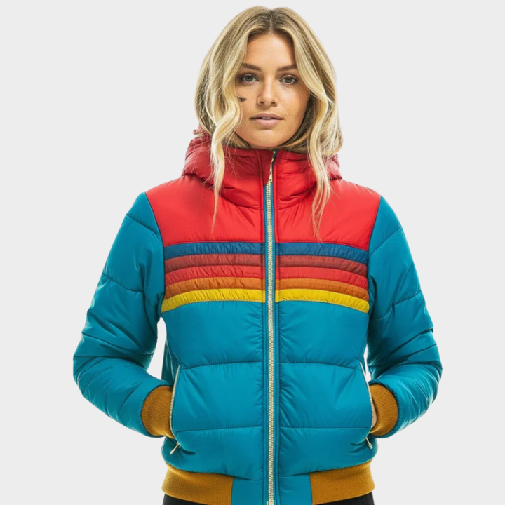 Donna – Retro Stripe Hooded Puffer Jacket