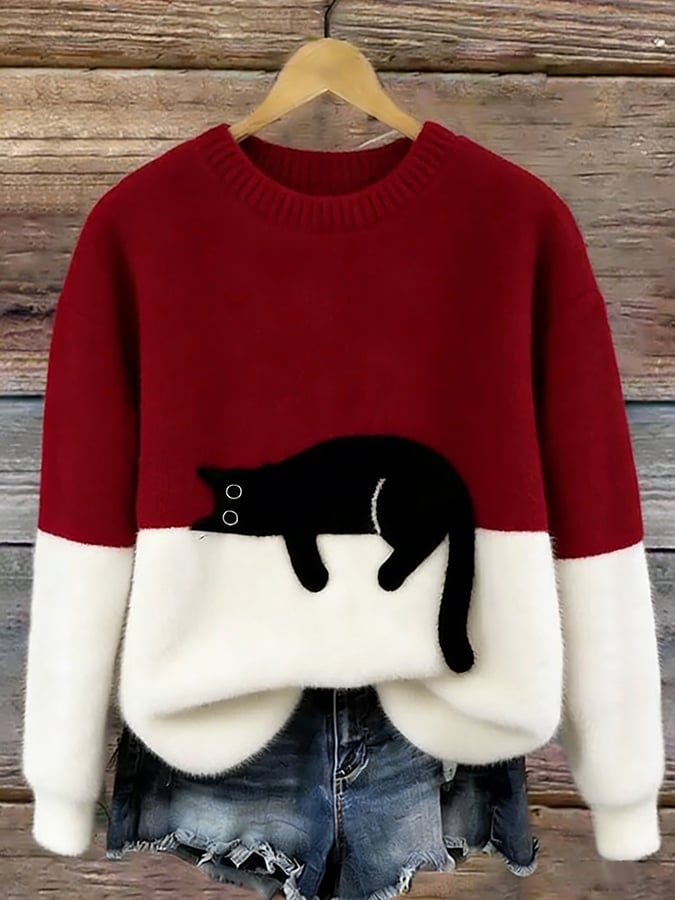 Julie – Soft Cotton-Blend Cat Jumper