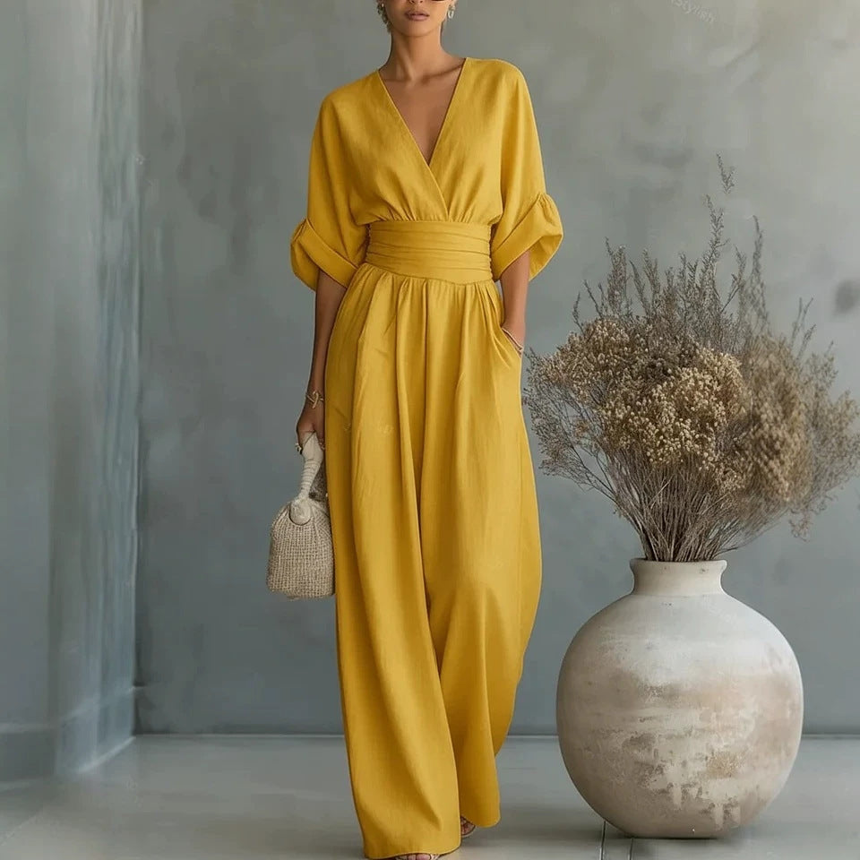 Jennifer – Cinched-Waist Wide-Leg Jumpsuit