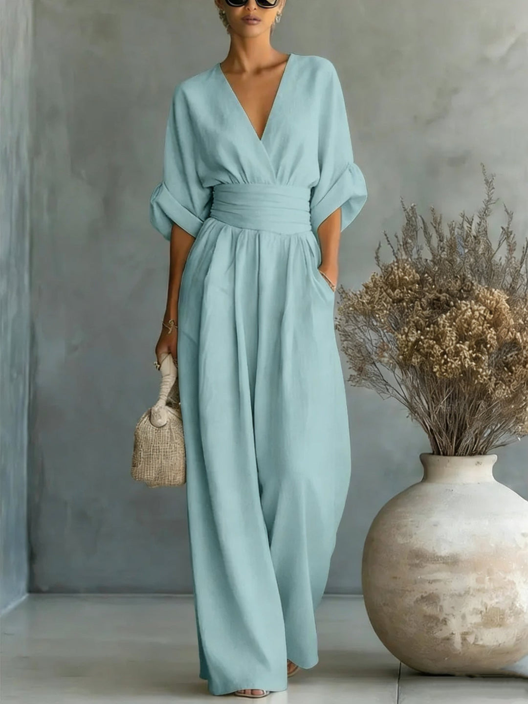 Jennifer – Cinched-Waist Wide-Leg Jumpsuit