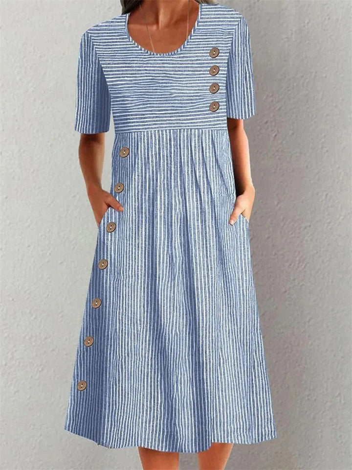 Fiona – Striped Summer Midi Dress