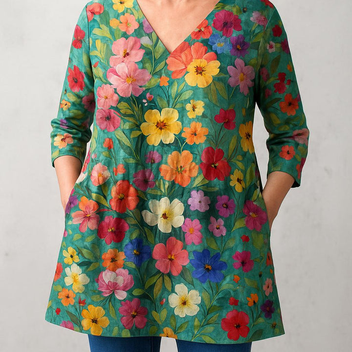 Nora | Long Blouse with V-Neck