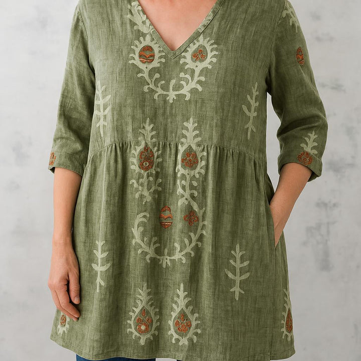 Elise | Long Blouse with V-Neck